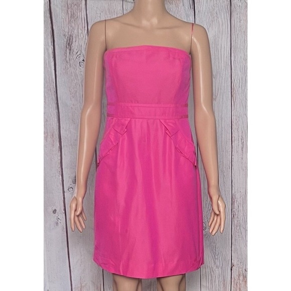 J.CREW Pink Strapless Spring Summer Party Going Out Dress With Pockets Size 4 - Picture 2 of 8